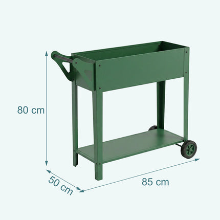 Raised Garden Bed Planter With Wheels And Storage Shelf