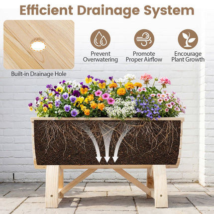 Raised Garden Bed Planters, Set of 2, Fir Wood, Drainage