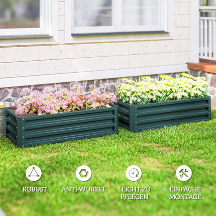 Raised Garden Bed Set, Metal, Open Bottom, 110x50x30cm