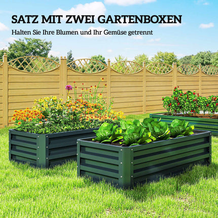 Raised Garden Bed Set, Metal, Open Bottom, 110x50x30cm