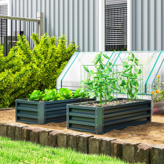 Raised Garden Bed Set, Metal, Open Bottom, 110x50x30cm