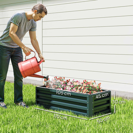 Raised Garden Bed Set, Metal, Open Bottom, 110x50x30cm