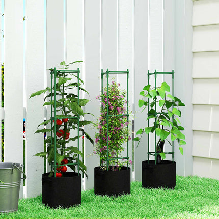 Raised Garden Bed Set with Trellis, 3-Pack, 83.7L, 35x35x120 cm