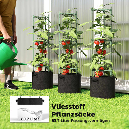 Raised Garden Bed Set with Trellis, 3-Pack, 83.7L, 35x35x120 cm