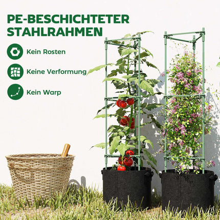 Raised Garden Bed Set with Trellis, 3-Pack, 83.7L, 35x35x120 cm
