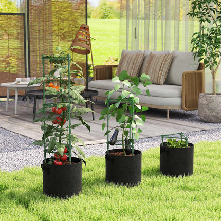 Raised Garden Bed Set with Trellis, 3-Pack, 83.7L, 35x35x120 cm