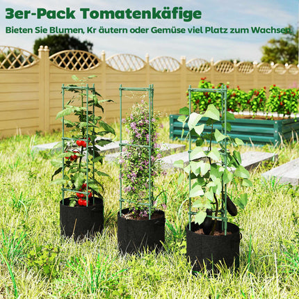 Raised Garden Bed Set with Trellis, 3-Pack, 83.7L, 35x35x120 cm