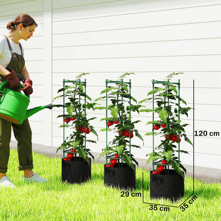 Raised Garden Bed Set with Trellis, 3-Pack, 83.7L, 35x35x120 cm