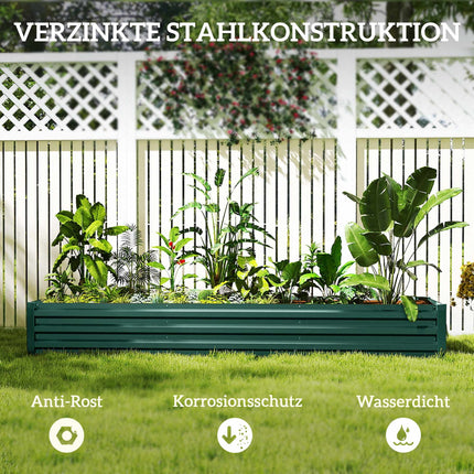Raised Garden Bed, Steel, Open Bottom, 240x60x30 cm