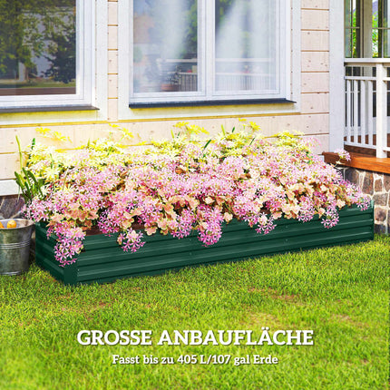 Raised Garden Bed, Steel, Open Bottom, 240x60x30 cm