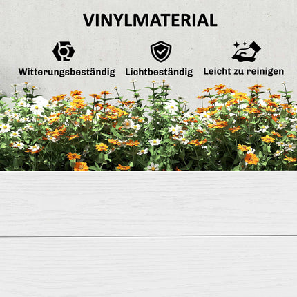 Raised Garden Bed, White Vinyl, 197 x 54 x 33 cm, Easy DIY Assembly