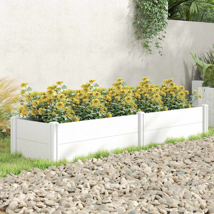 Raised Garden Bed, White Vinyl, 197 x 54 x 33 cm, Easy DIY Assembly