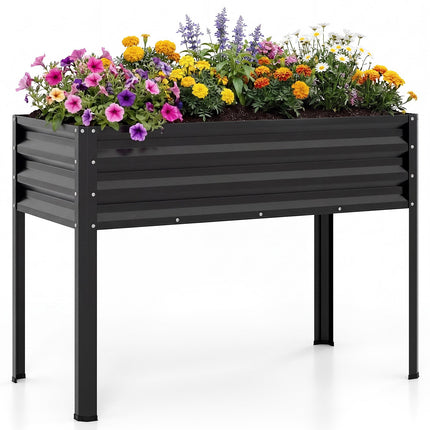 Raised Garden Bed With Legs, Metal Elevated Planter, Black