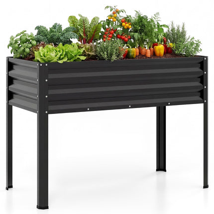 Raised Garden Bed With Legs, Metal Elevated Planter, Black