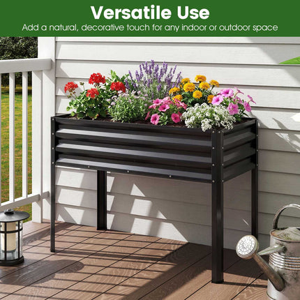 Raised Garden Bed With Legs, Metal Elevated Planter, Black