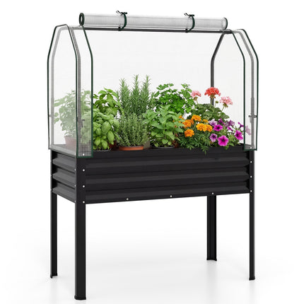 Raised Garden Bed With Legs and Greenhouse Cover, 44x22