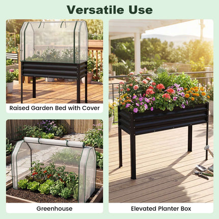 Raised Garden Bed With Legs and Greenhouse Cover, 44x22