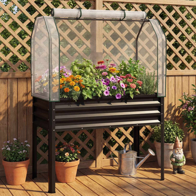 Raised Garden Bed With Legs and Greenhouse Cover, 44x22