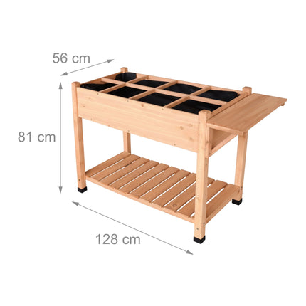 Raised Garden Bed With Shelves, Fir Wood, 8-Compartment