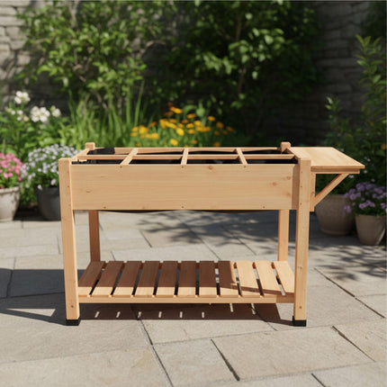 Raised Garden Bed With Shelves, Fir Wood, 8-Compartment