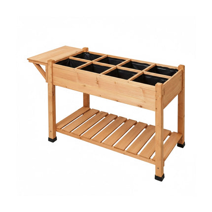 Raised Garden Bed With Shelves, Fir Wood, 8-Compartment