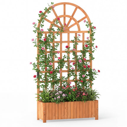 Raised Garden Bed With Trellis, 71 Inch Fir Wood