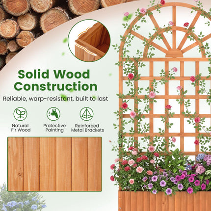 Raised Garden Bed With Trellis, 71 Inch Fir Wood