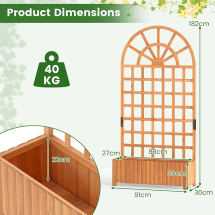 Raised Garden Bed With Trellis, 71 Inch Fir Wood
