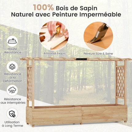 Raised Garden Bed With Trellis And Hanging Roof, 200 Cm