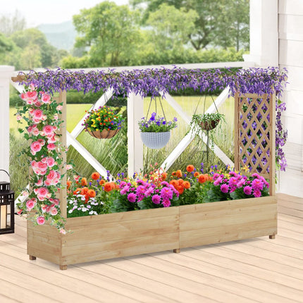 Raised Garden Bed With Trellis And Hanging Roof, 200 Cm