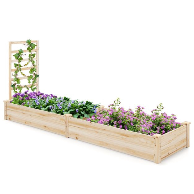 Raised Garden Bed With Trellis, Fir Wood, 235x63x102cm