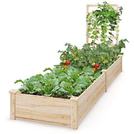 Raised Garden Bed With Trellis, Fir Wood, 235x63x102cm