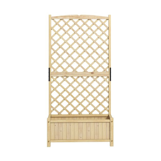 Raised Garden Bed With Trellis, Fir Wood, 90x44.5x180cm