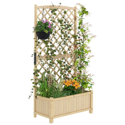 Raised Garden Bed With Trellis, Fir Wood, 90x44.5x180cm
