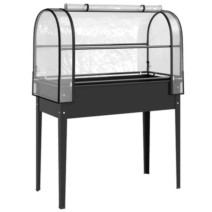 Raised Garden Bed with Clear Cover, Metal, 100x49x136 cm