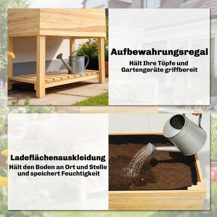 Raised Garden Bed with Cold Frame, Wood, 75L Capacity