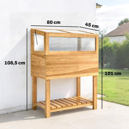 Raised Garden Bed with Cold Frame, Wood, 75L Capacity