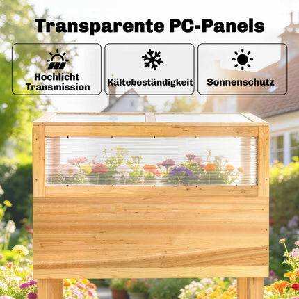 Raised Garden Bed with Cold Frame, Wood, 75L Capacity