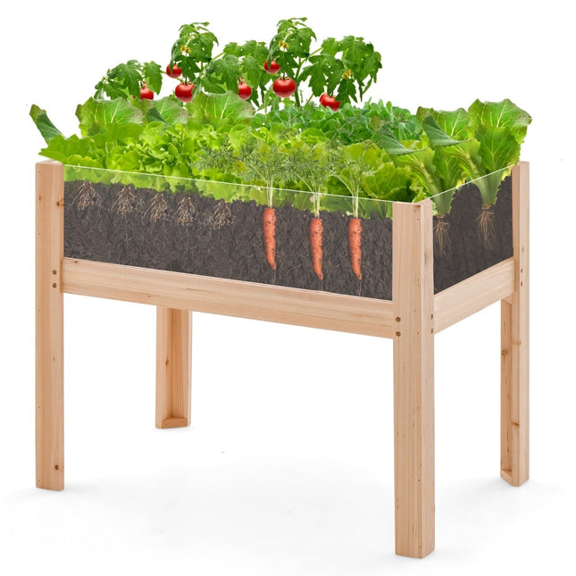 Raised Garden Bed with Drainage & Clear Panels, 50L