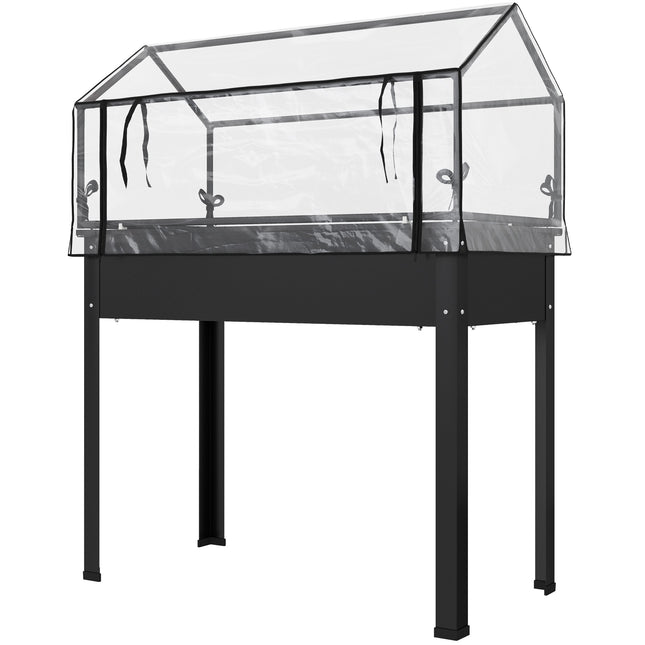 Raised Garden Bed with Greenhouse Cover, 100x48x124 cm, Black
