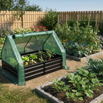 Raised Garden Bed with Greenhouse Cover