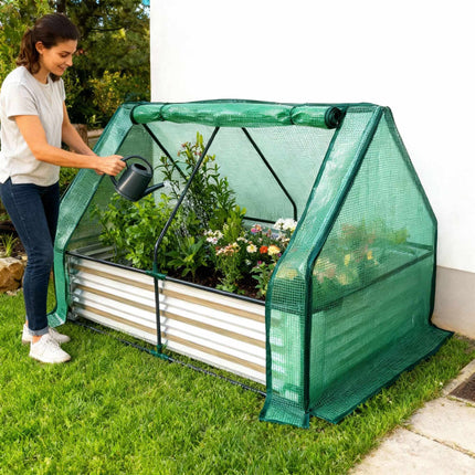 Raised Garden Bed with Greenhouse Cover, Metal