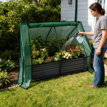 Raised Garden Bed with Greenhouse Cover, Metal