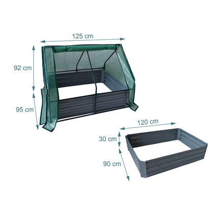 Raised Garden Bed with Greenhouse Cover, Metal