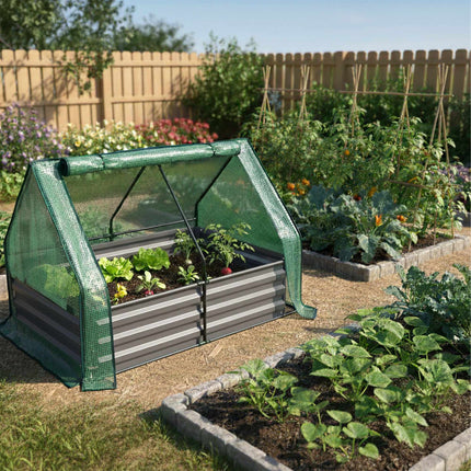 Raised Garden Bed with Greenhouse Cover, Metal