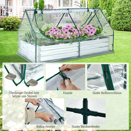 Raised Garden Bed with Greenhouse, Galvanized Steel, 180x90x91 cm
