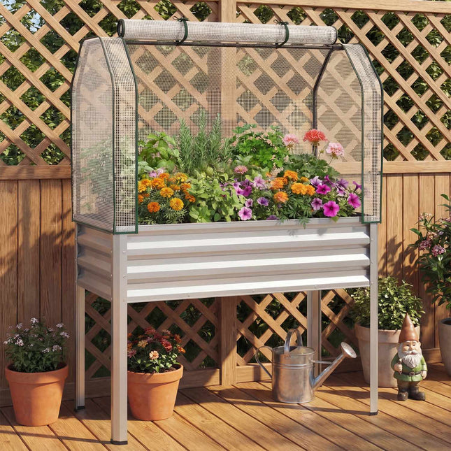 Raised Garden Bed with Legs and Greenhouse Cover, 44x22