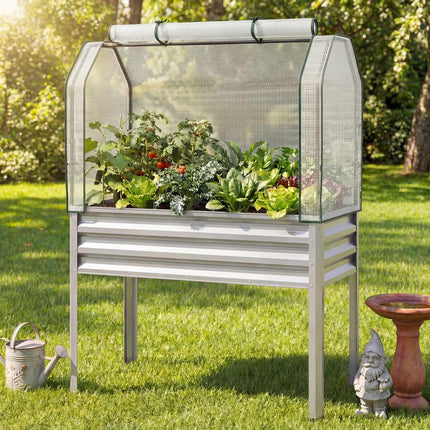 Raised Garden Bed with Legs and Greenhouse Cover, 44x22