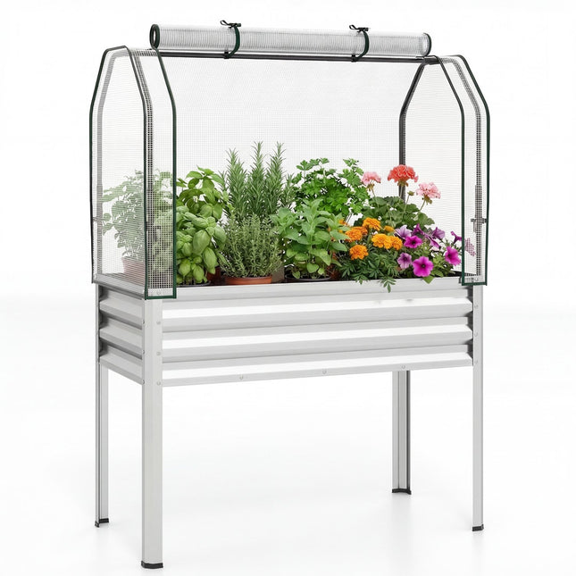 Raised Garden Bed with Legs and Greenhouse Cover, 44x22