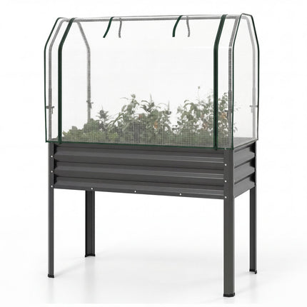 Raised Garden Bed with Legs and Greenhouse Cover, Metal